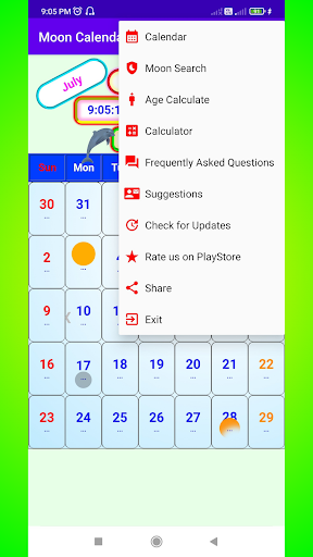 Sun and Moon Calendar Screen 3