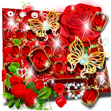 Red Rose Gold Butterfly Keyboard Theme icon