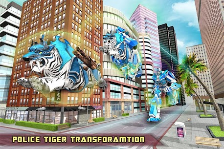 US Police Transform Robot Car White Tiger Game 11