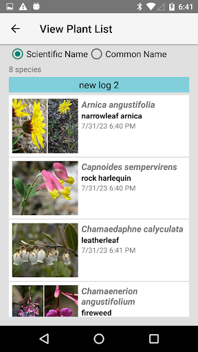 Android application NT Wildflowers screenshort