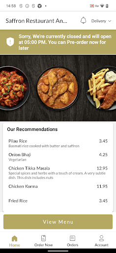 Saffron Restaurant & Takeaway Screen 2