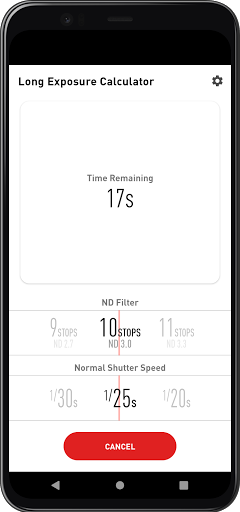 Long Exposure Calculator Screen 3