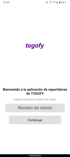 Android application Togofy - Repartidores screenshort