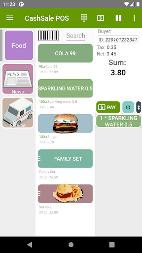 Android application CashSale POS screenshort