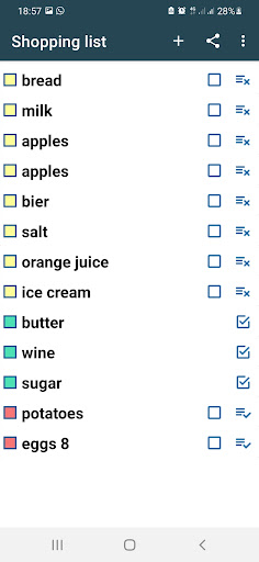 Shopping list Screen 3