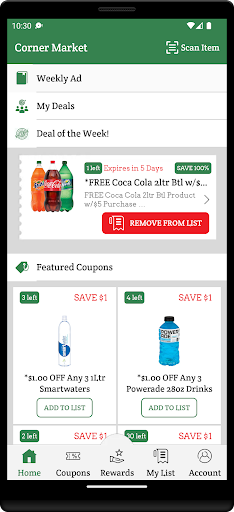 Android application Corner Market screenshort
