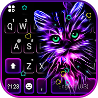 Тема для клавиатуры Purple Neon Cat