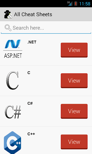 Android application All Programming Cheat Sheets screenshort