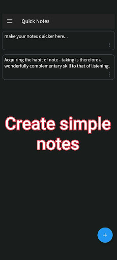 Android application Quick Notes screenshort