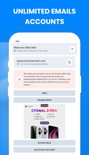 Android application BlinkMail - Temporary Email screenshort