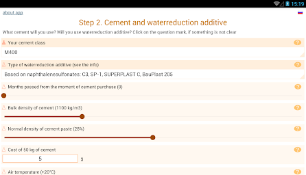 Concrete calculator - cement:sand:gravel:water