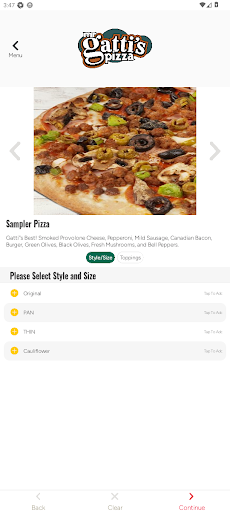 Screenshot of Gatti's Pizza