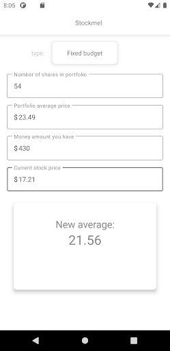 Android application Stockmel - Average stock price screenshort