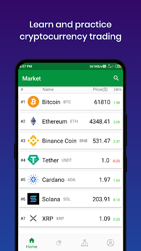 Android application Crypto Trading Simulator screenshort