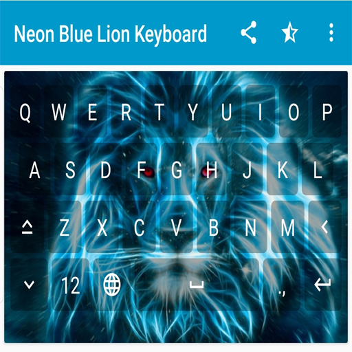 Neon Blue Lion Keyboard Theme Download on Windows