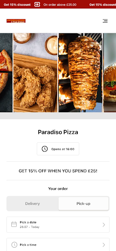 Android application Paradiso Pizza Bolton screenshort