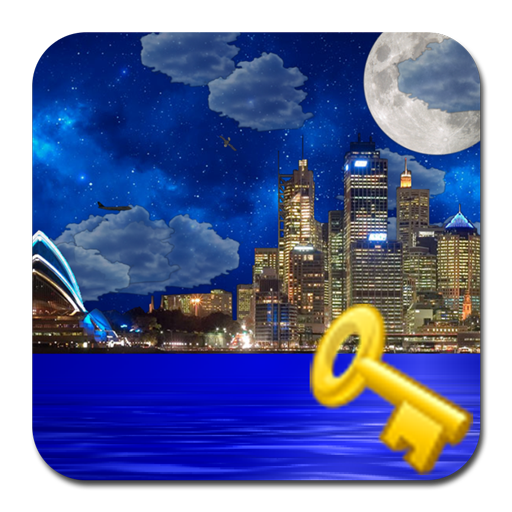 Night city from sea LWP Key logo