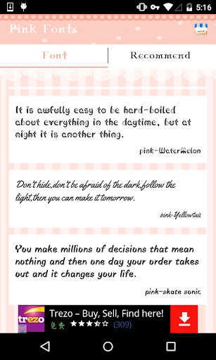 Android application Pink Fonts screenshort