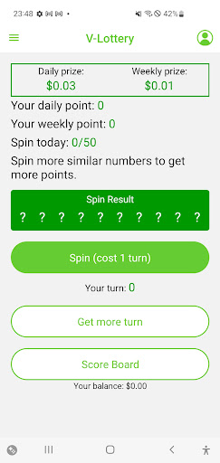 Android application V-Lottery screenshort