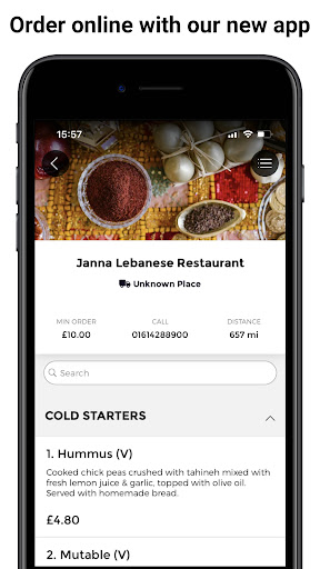 Android application Janan Lebanese Restaurant screenshort
