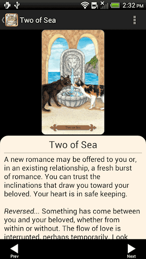 Screenshot of Mystical Cats Tarot