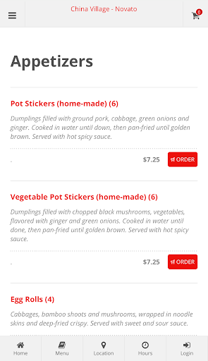 China Village Novato Ordering Screen 2