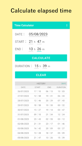 Android application Time Calculator screenshort
