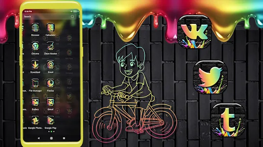 Neon Bicycle Launcher Theme