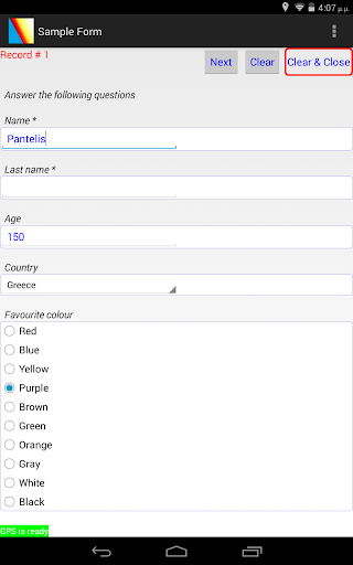 Android application Data Collection AS screenshort