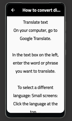 Android application conversion language screenshort