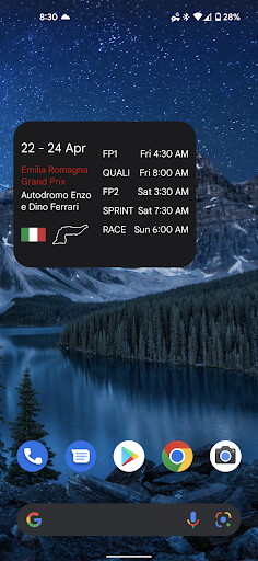 F1 Schedule Widget Screen 2