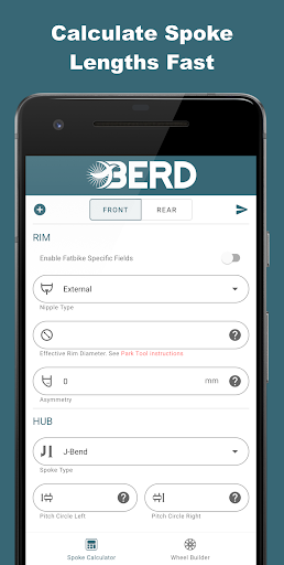 Android application Berd Spoke Calculator screenshort