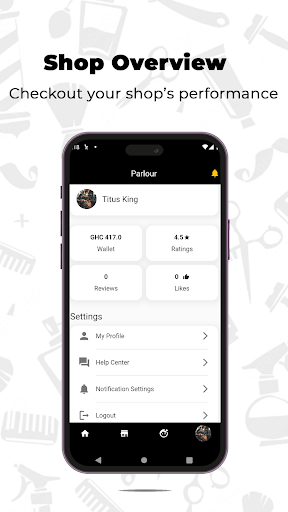 Android application Parlour Pro screenshort