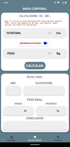 Masa Corporal. Screen 2