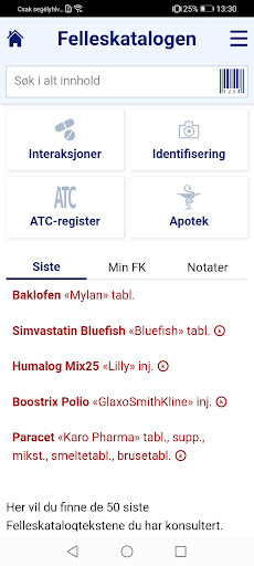 Android application Felleskatalogen screenshort