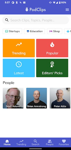 Android application PodClips: The Best Podcast Cli screenshort