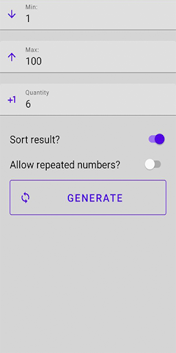 Android application Random Number screenshort