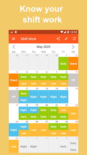 Android application Shift Work Calendar & Schedule screenshort