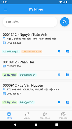 Android application PMR LIMS screenshort
