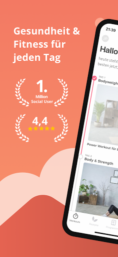 Android application EatMoveFeel: Workouts, Rezepte screenshort