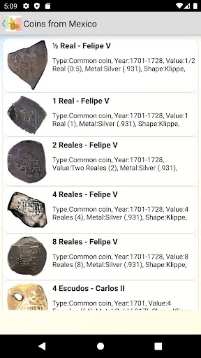 Mexican Coins Guide Screen 2