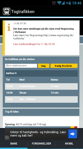 Android application Togtrafikken i DK - DSB screenshort