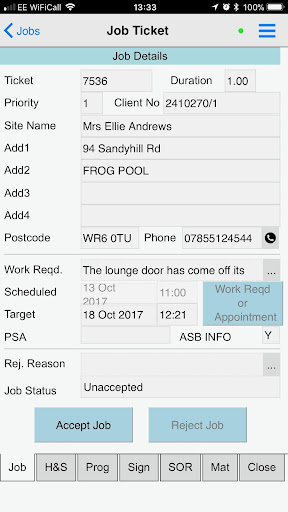 RedSky Service Management Screen 2