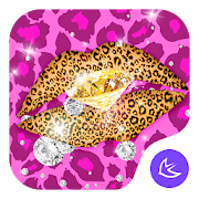 Golden Pink Sexy Leopard lip Theme & Wallpapers