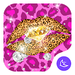 Golden Pink Sexy Leopard lip Theme & Wallpapers Apk