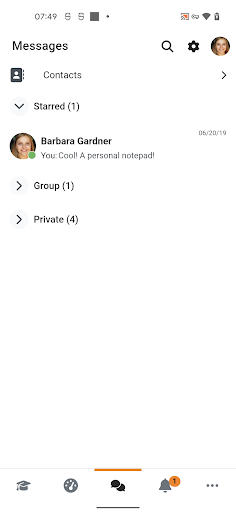 Screenshot of Moodle