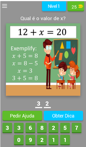 Equações lineares - adivinhe o valor de x