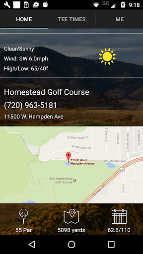 Homestead Golf Tee Time Screen 2