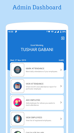 Android application Online Attendance screenshort