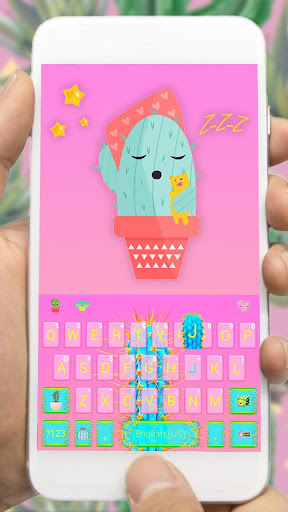 Pink Cartoon Cactus Keyboard T Screen 2